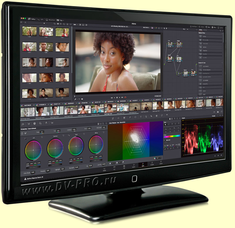 Рабочее окно программы DaVinci Resolve